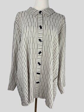 Ali Miles Striped Tunic Top Blouse Artsy Lagenlook Sz XL EUC Artsy Eclectic